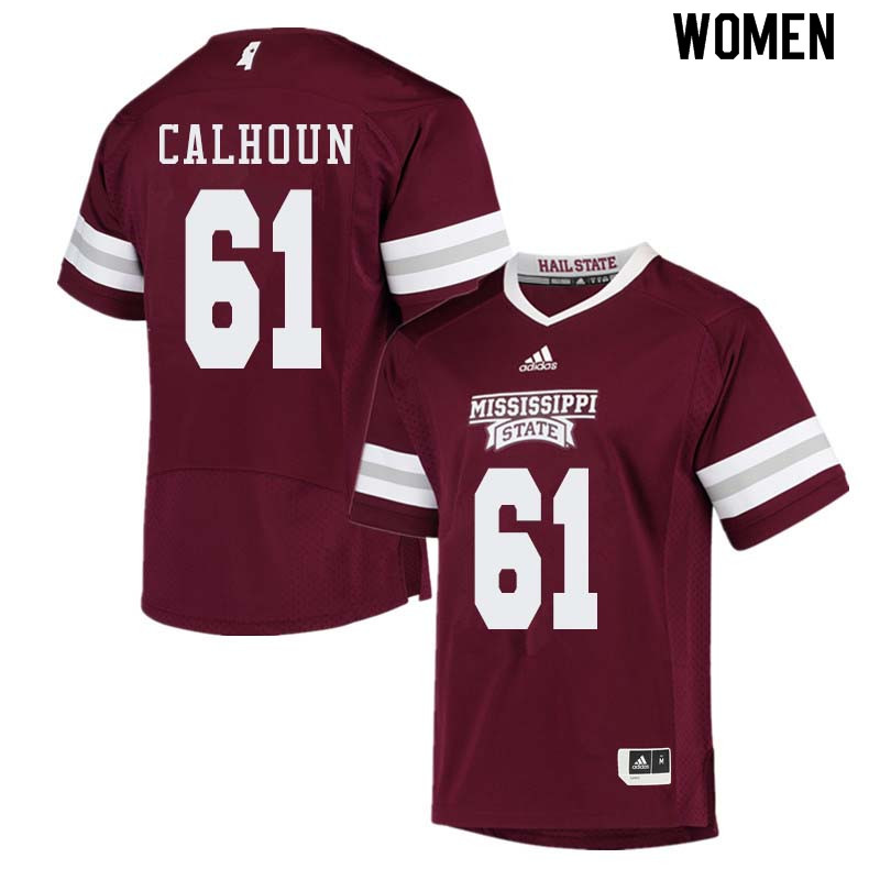 Women #61 Deion Lenard Calhoun Mississippi State Bulldogs College Football Jerseys Sale-Maroon